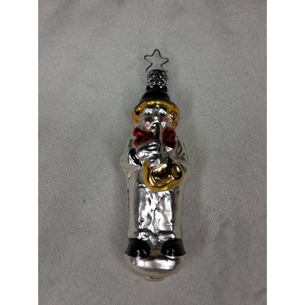 Vintage Inge-Glas West Germany Glass Saxophone Player Ornament 3.25"